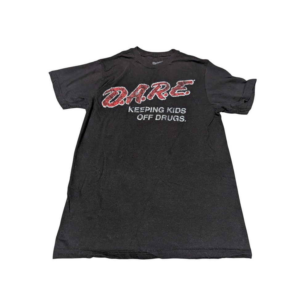 D.A.R.E. T-Shirt Women Small Black Graphic Tee Keeping Kids Off Drugs Retro 90s